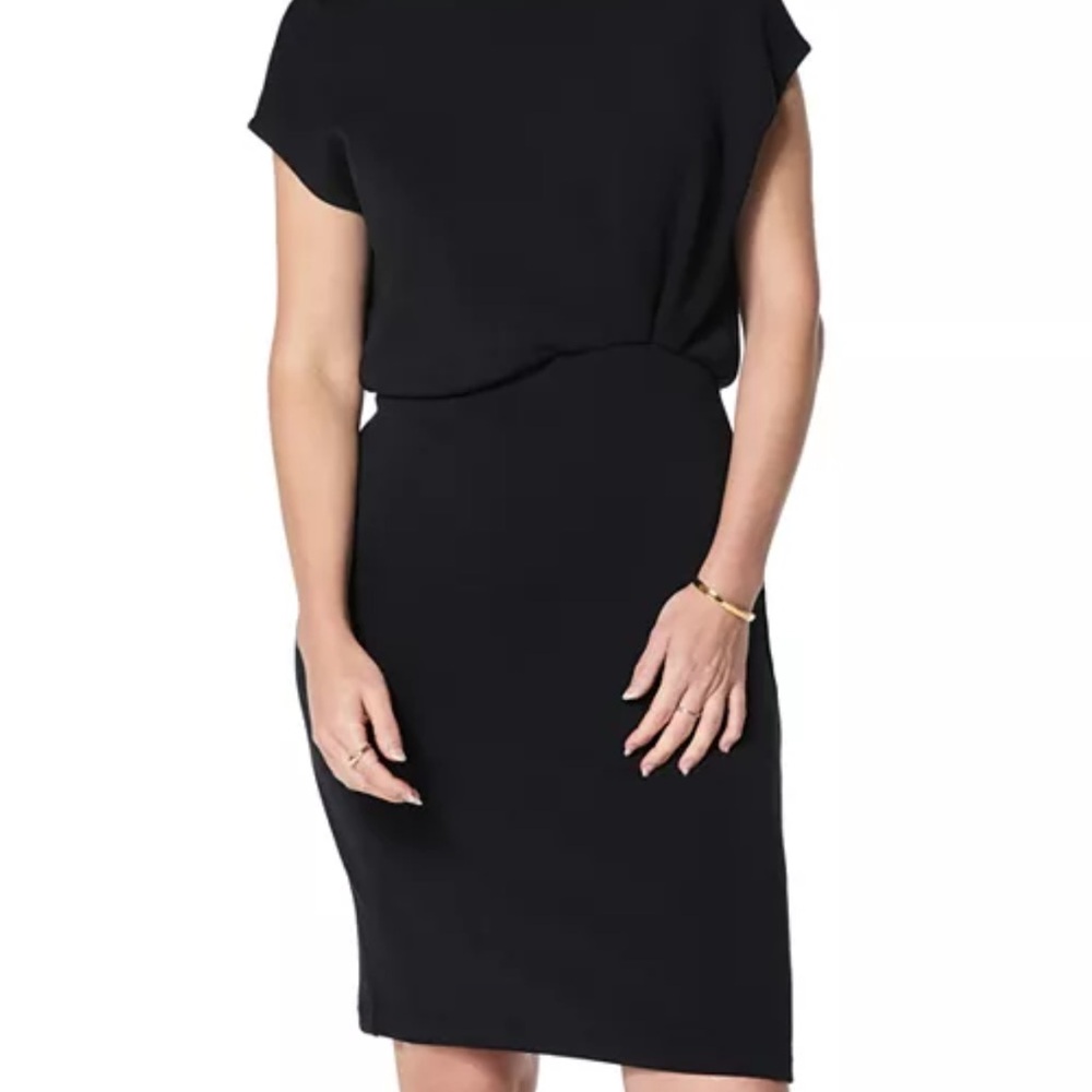 NWT Spanx Air Essentials Gathered Waist Dress Black Size Small